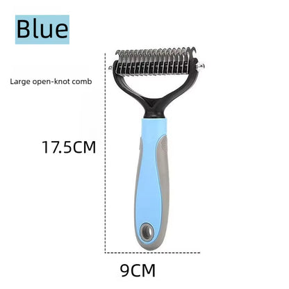 Pet Deshedding Brush Double Sided Pet Grooming Tool for Shedding and Dematting - Stainless Steel Dog Comb with Effective Results
