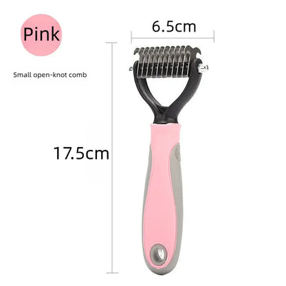 Pet Deshedding Brush Double Sided Pet Grooming Tool for Shedding and Dematting - Stainless Steel Dog Comb with Effective Results