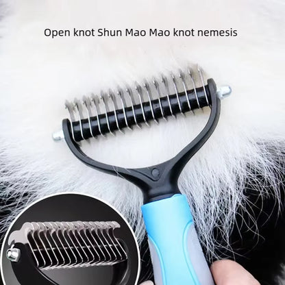 Pet Deshedding Brush Double Sided Pet Grooming Tool for Shedding and Dematting - Stainless Steel Dog Comb with Effective Results