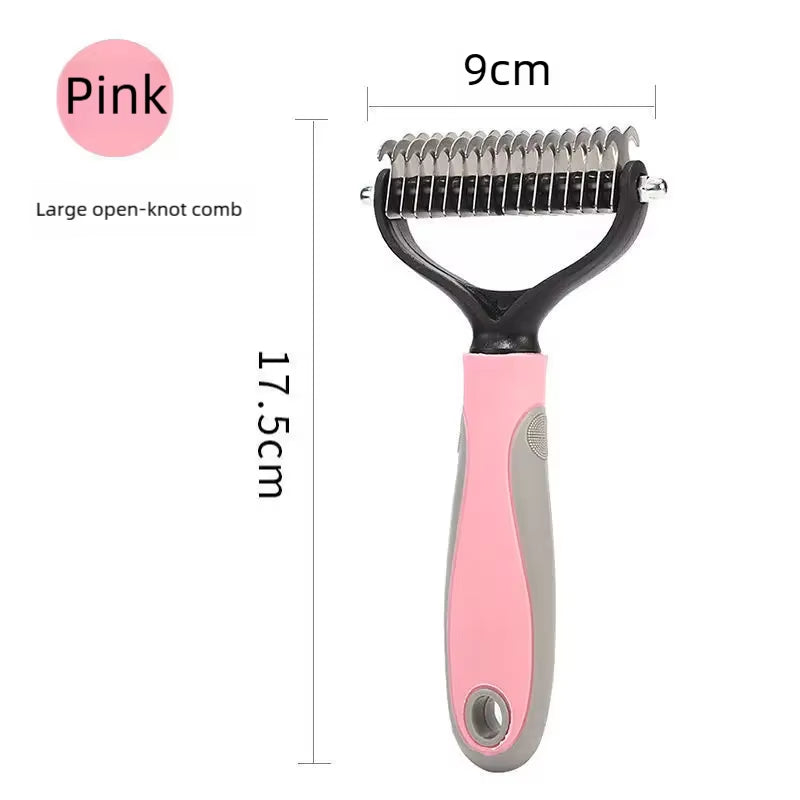 Pet Deshedding Brush Double Sided Pet Grooming Tool for Shedding and Dematting - Stainless Steel Dog Comb with Effective Results