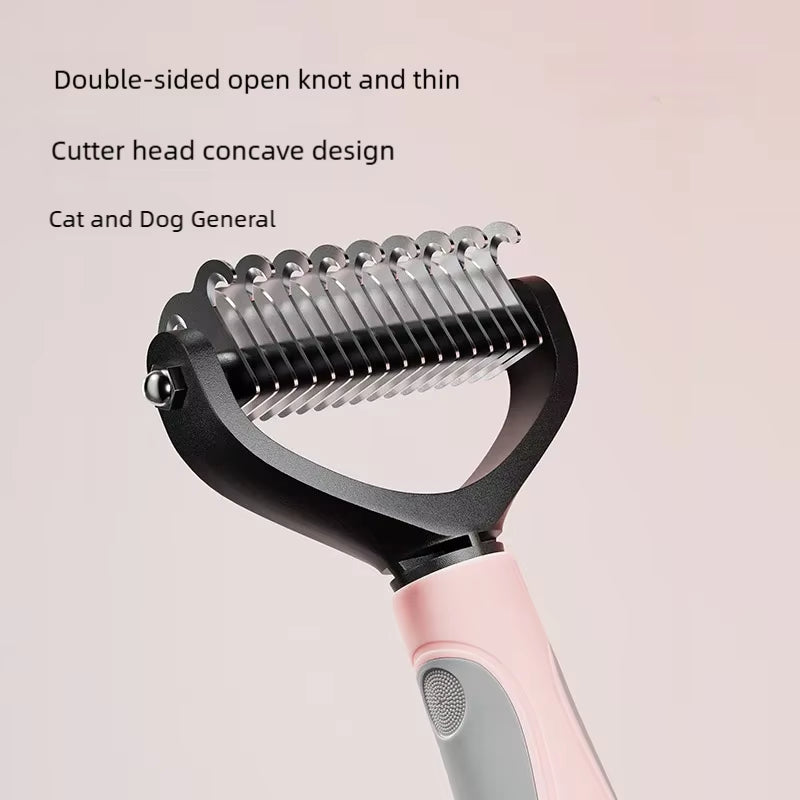 Pet Deshedding Brush Double Sided Pet Grooming Tool for Shedding and Dematting - Stainless Steel Dog Comb with Effective Results