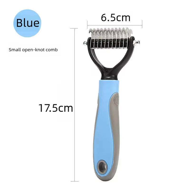 Pet Deshedding Brush Double Sided Pet Grooming Tool for Shedding and Dematting - Stainless Steel Dog Comb with Effective Results